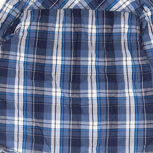 Lee Cooper Mens Blue Plaid Cotton Button-Up Size M Collared Button