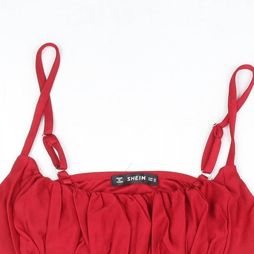 SheIn Womens Red Polyester Cropped Tank Size XS Round Neck