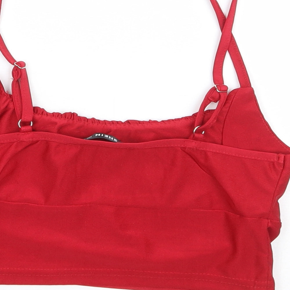 SheIn Womens Red Polyester Cropped Tank Size XS Round Neck