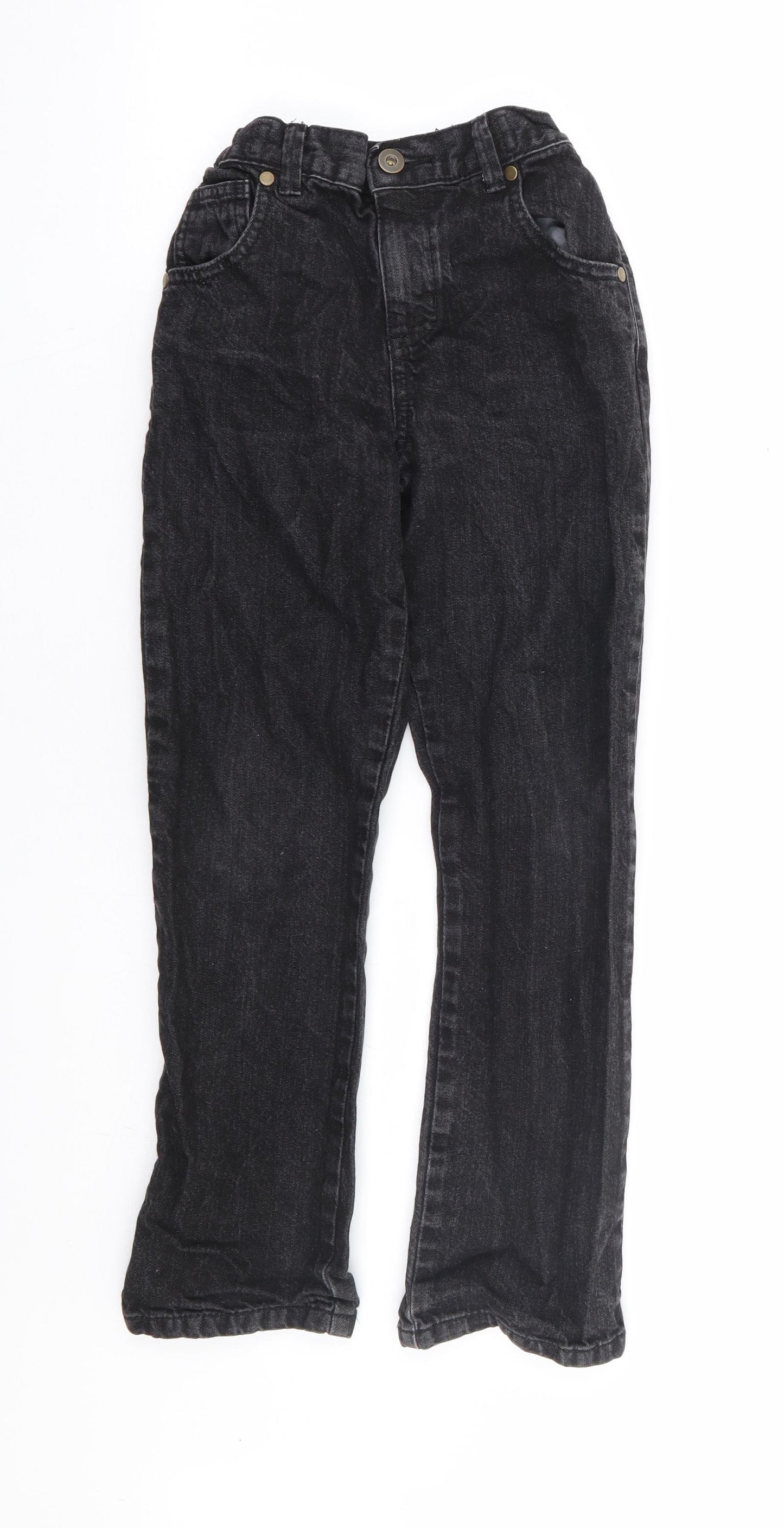 F&F Boys Black 100% Cotton Straight Jeans Size 8-9 Years Regular Zip