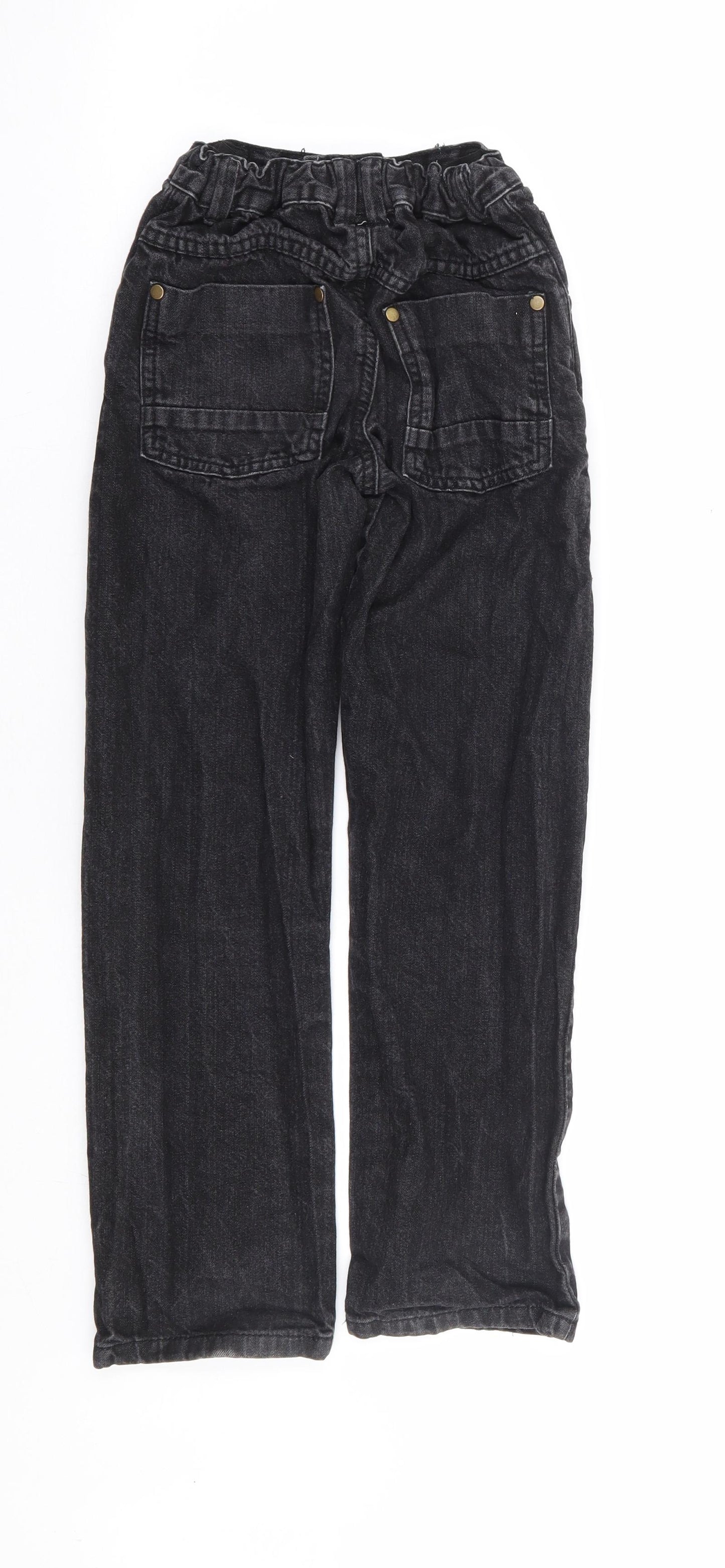 F&F Boys Black 100% Cotton Straight Jeans Size 8-9 Years Regular Zip