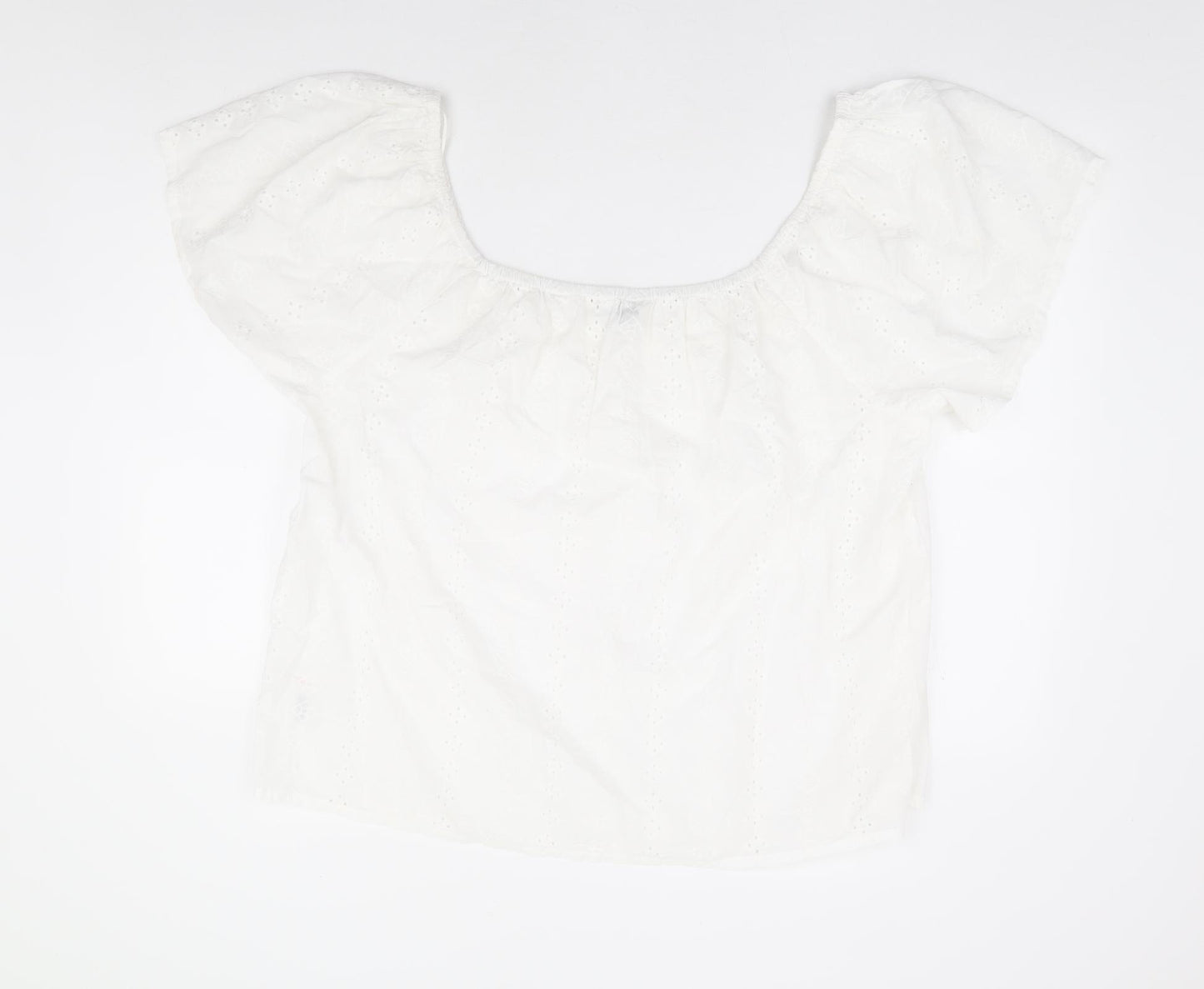 Nutmeg Womens White 100% Cotton Basic Blouse Size 20 Square Neck - Broderie Anglaise