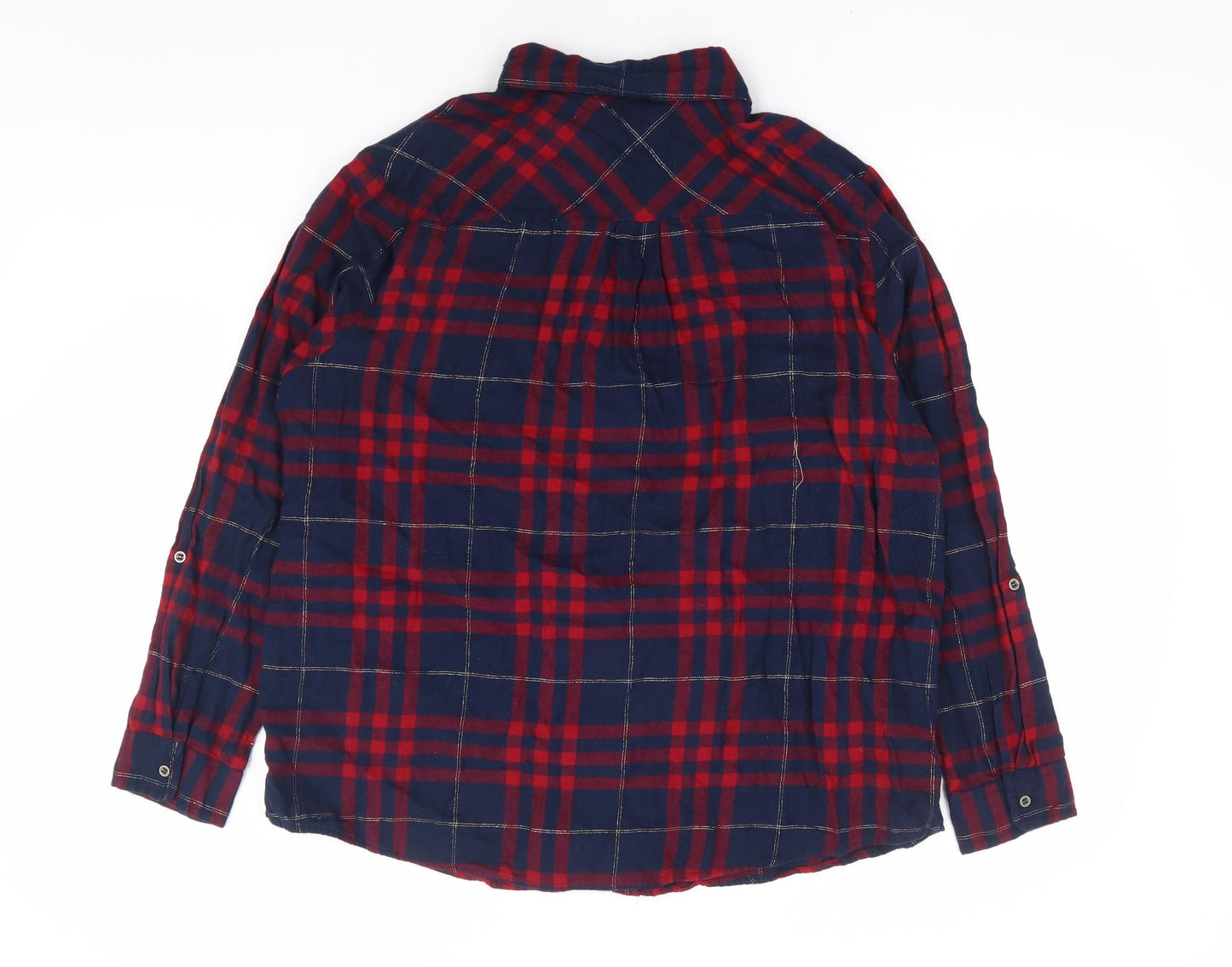 George Womens Blue Plaid Cotton Jersey Button-Up Size 16 Collared
