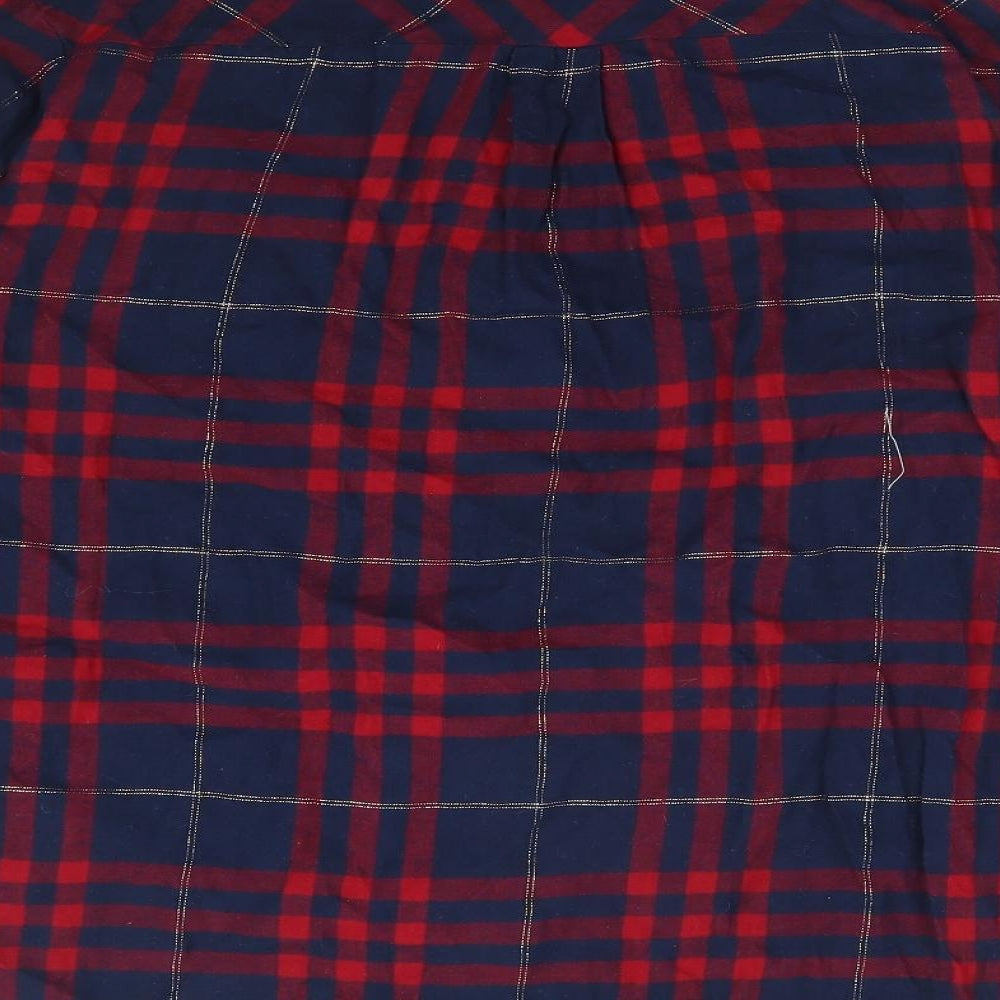 George Womens Blue Plaid Cotton Jersey Button-Up Size 16 Collared