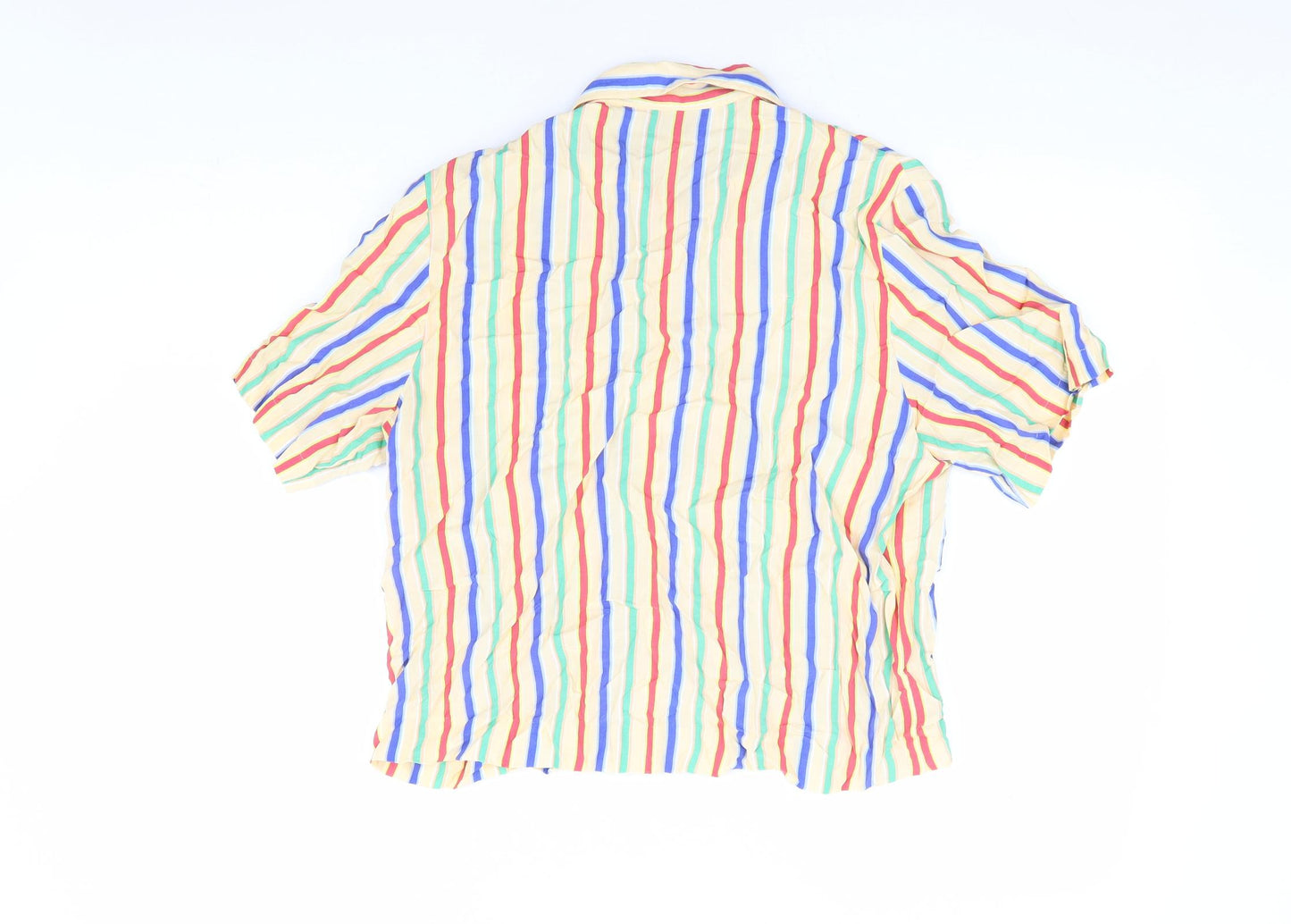 Faraday Womens Multicoloured Striped Polyester Cropped Button-Up Size S Collared - Box Fit Shirt