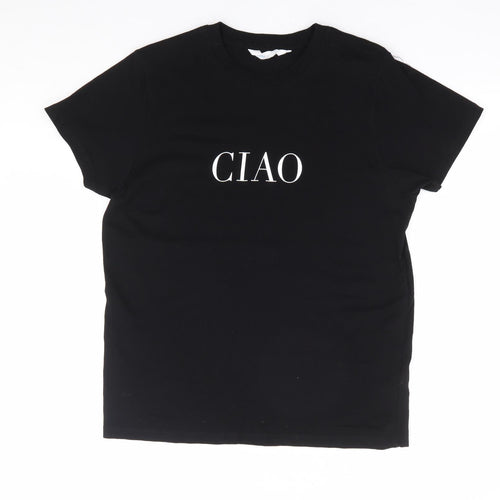 Primark Womens Black 100% Cotton Basic T-Shirt Size 6 Round Neck - Ciao