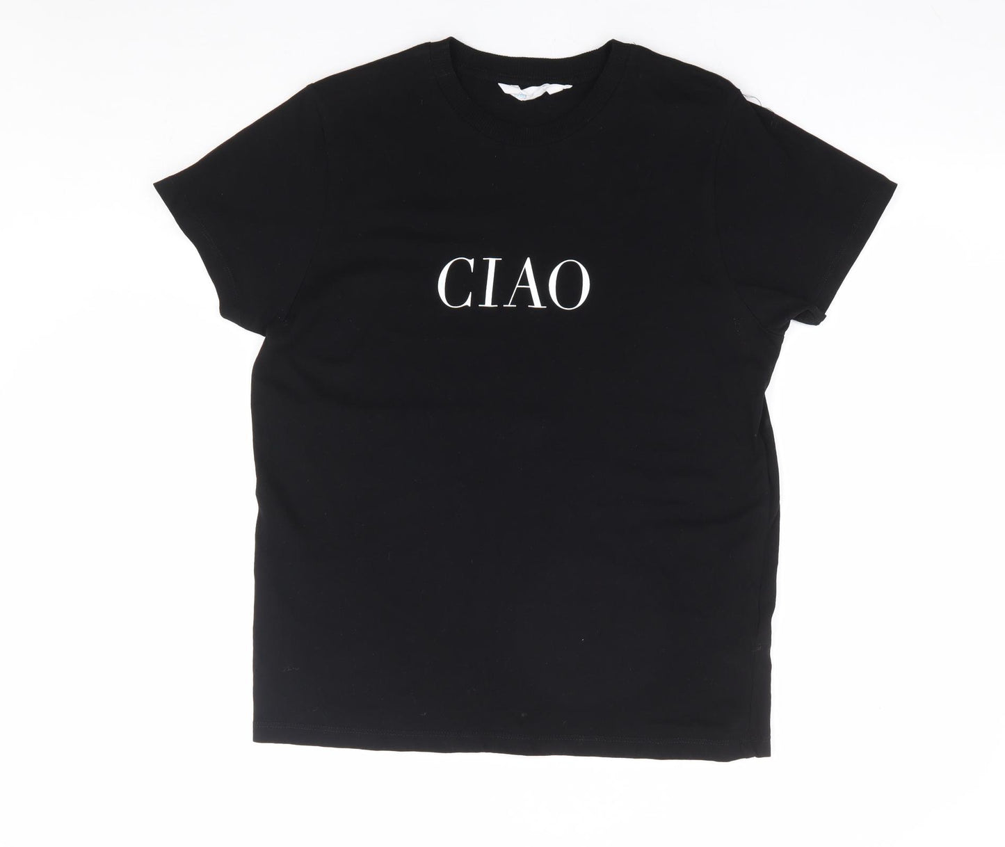 Primark Womens Black 100% Cotton Basic T-Shirt Size 6 Round Neck - Ciao