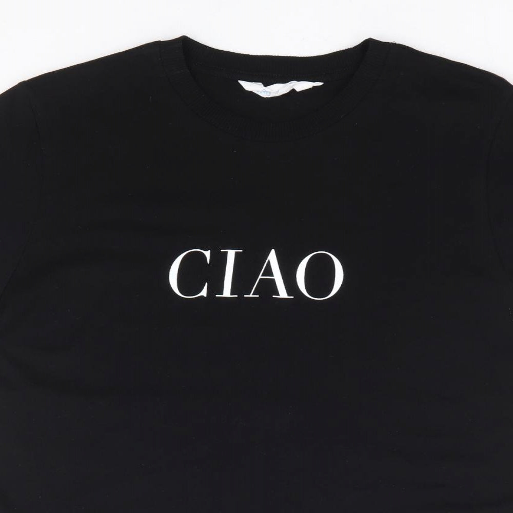 Primark Womens Black 100% Cotton Basic T-Shirt Size 6 Round Neck - Ciao