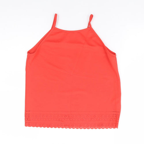New Look Womens Red Polyester Camisole Tank Size 8 Square Neck - Cut Out Detail Trim