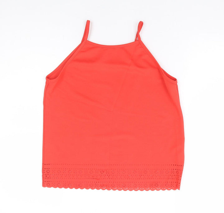 New Look Womens Red Polyester Camisole Tank Size 8 Square Neck - Cut Out Detail Trim