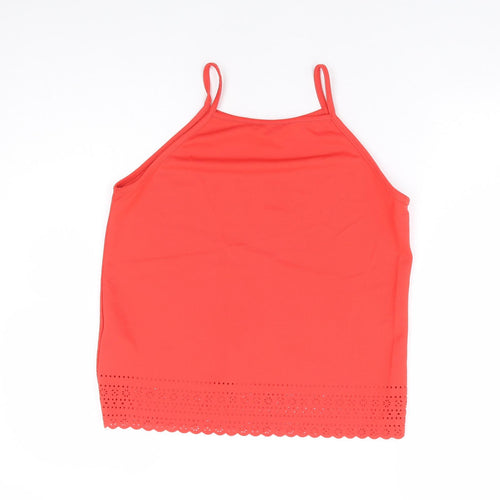 New Look Womens Red Polyester Camisole Tank Size 8 Square Neck - Cut Out Detail Trim