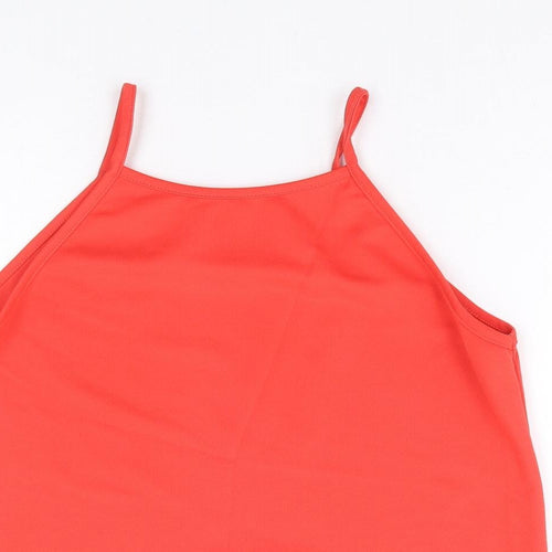 New Look Womens Red Polyester Camisole Tank Size 8 Square Neck - Cut Out Detail Trim