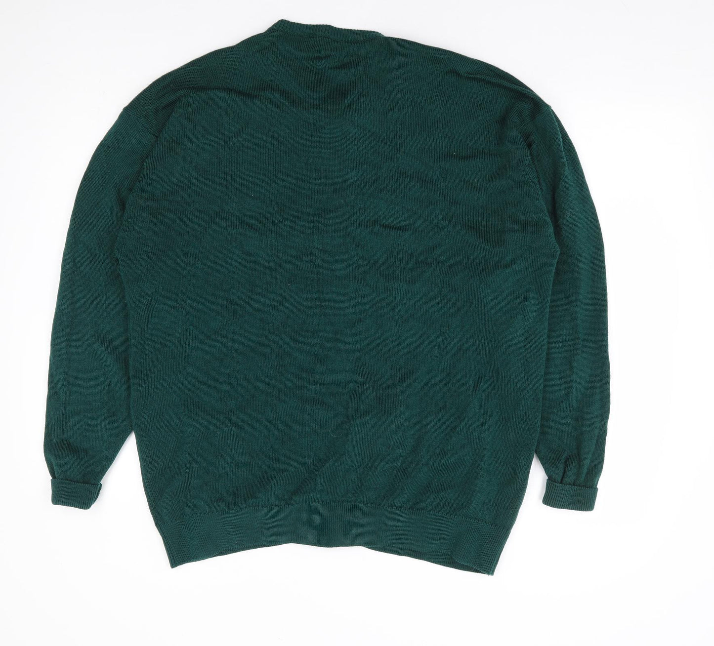 Hodgson of Scotland Womens Green Round Neck Wool Cardigan Jumper Size L