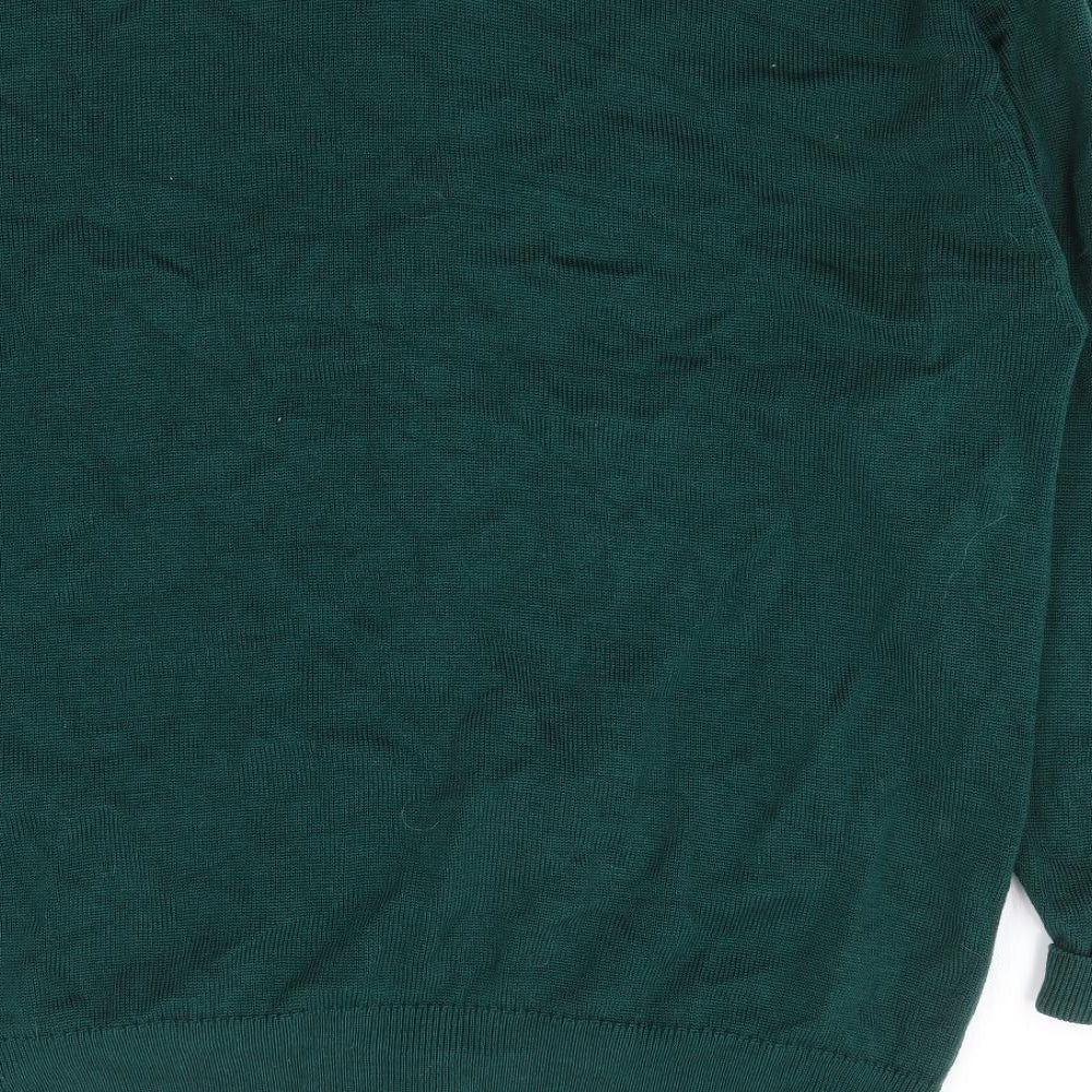 Hodgson of Scotland Womens Green Round Neck Wool Cardigan Jumper Size L