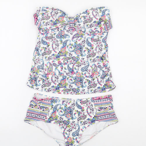 George Womens Multicoloured Paisley Nylon Tankini Size 10 - Tie Back