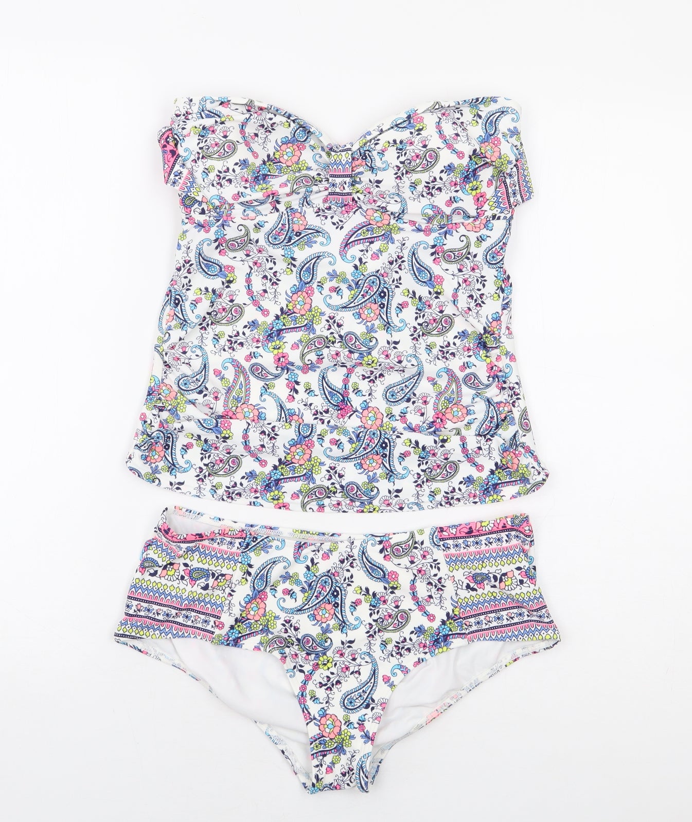 George Womens Multicoloured Paisley Nylon Tankini Size 10 - Tie Back