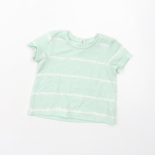 Matalan Baby Green Geometric Polyester Basic T-Shirt Size 3-6 Months Round Neck Snap - Tie Dye