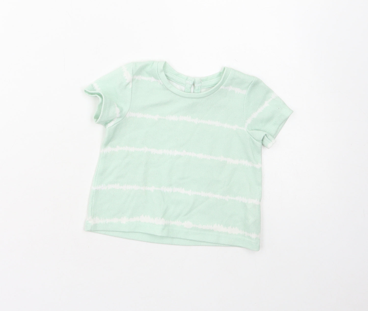 Matalan Baby Green Geometric Polyester Basic T-Shirt Size 3-6 Months Round Neck Snap - Tie Dye