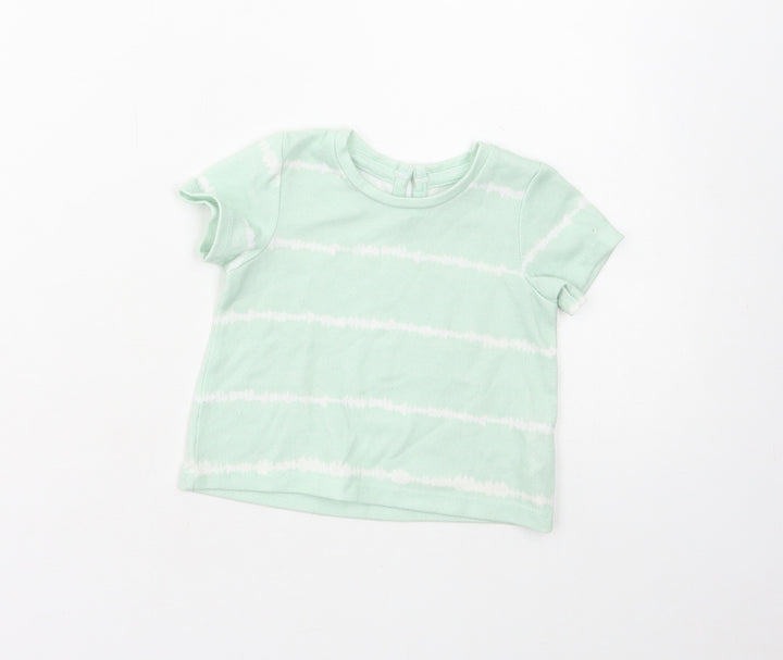 Matalan Baby Green Geometric Polyester Basic T-Shirt Size 3-6 Months Round Neck Snap - Tie Dye