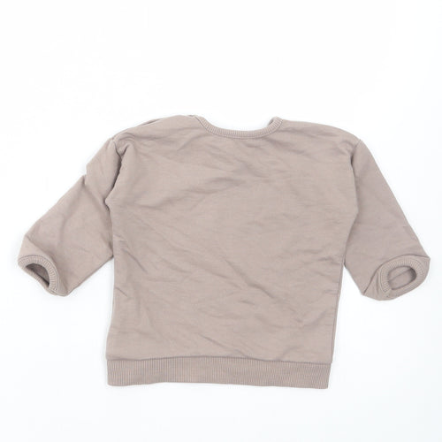 George Girls Brown Cotton Basic T-Shirt Size 6-9 Months Round Neck Pullover - Baby Sister