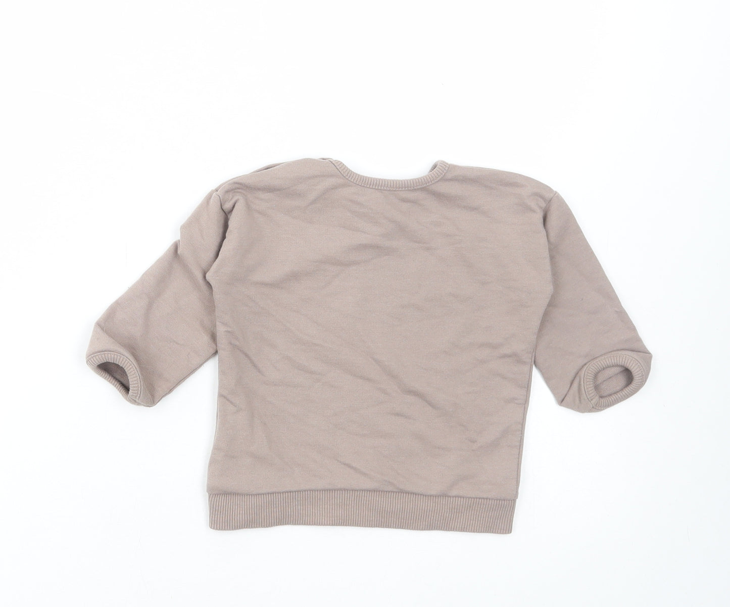 George Girls Brown Cotton Basic T-Shirt Size 6-9 Months Round Neck Pullover - Baby Sister