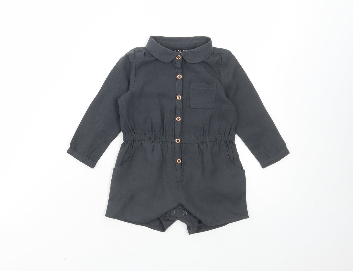 NEXT Girls Grey Polyester Romper One-Piece Size 6-9 Months Button