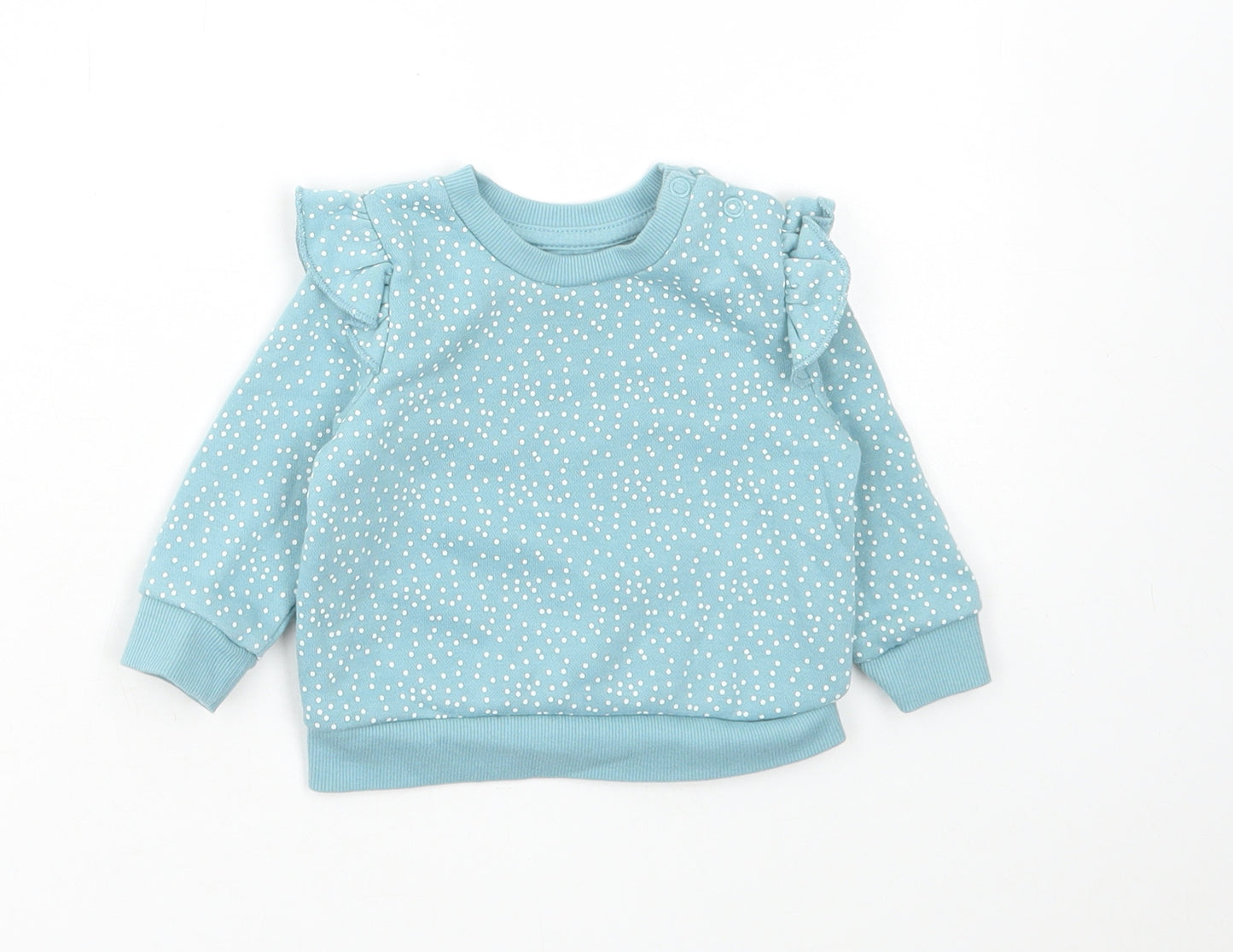 Primark Girls Blue Polka Dot Cotton Pullover Jumper Size 3-6 Months Pullover
