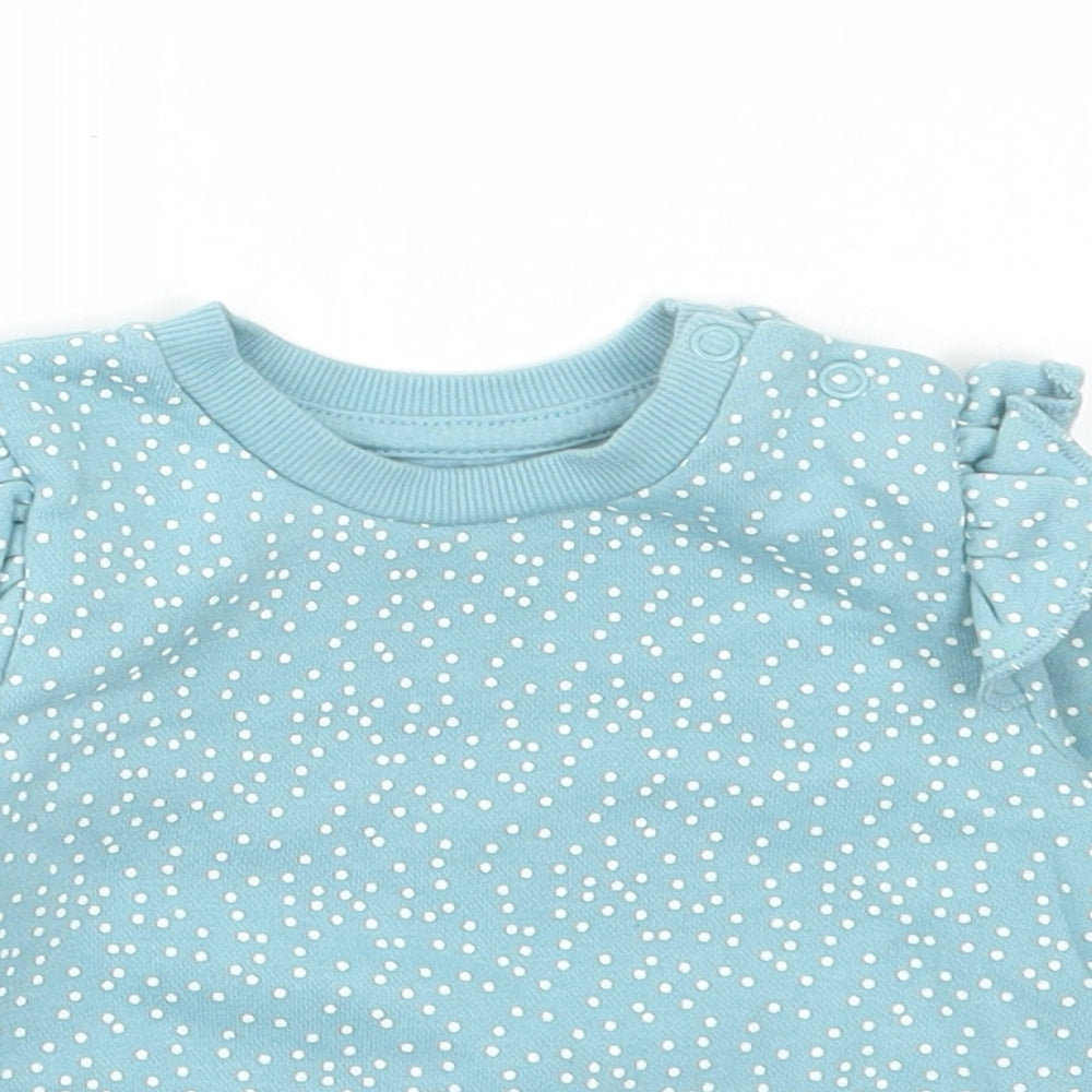 Primark Girls Blue Polka Dot Cotton Pullover Jumper Size 3-6 Months Pullover