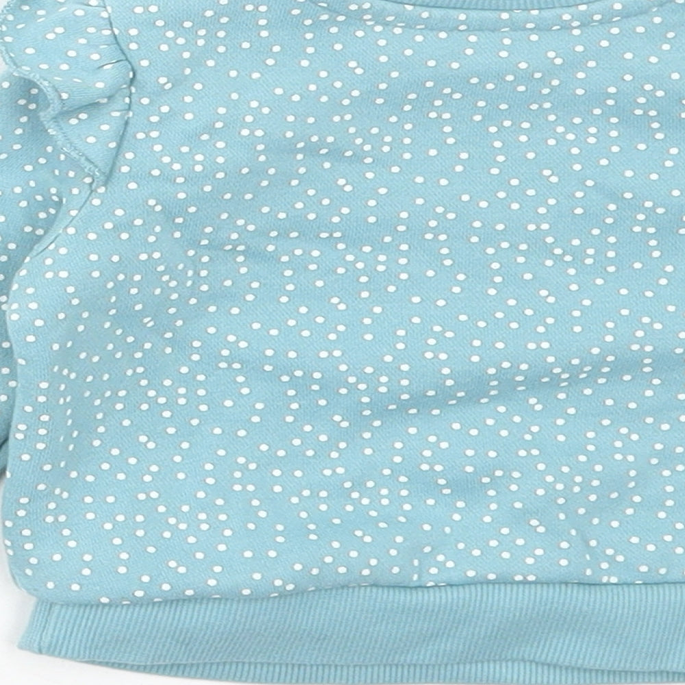Primark Girls Blue Polka Dot Cotton Pullover Jumper Size 3-6 Months Pullover