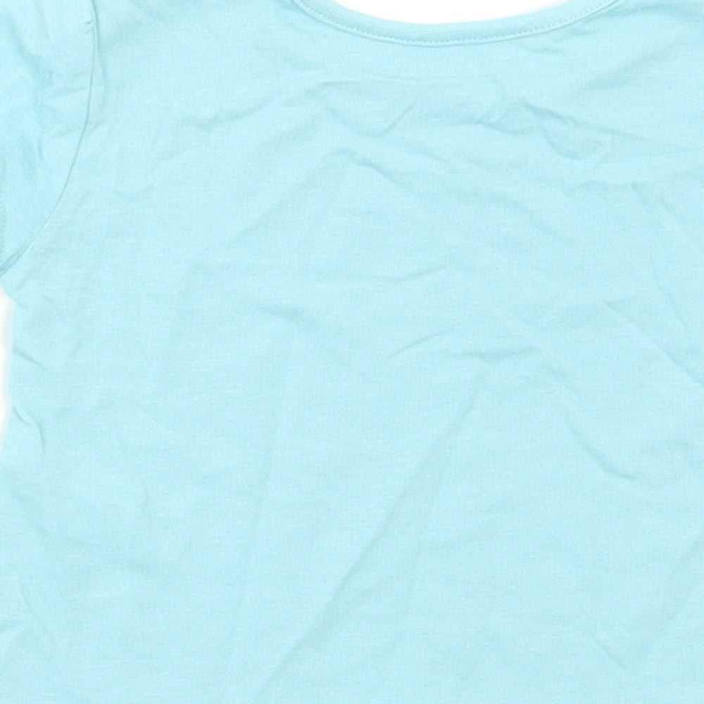 Studio Girls Blue Cotton Basic T-Shirt Size 6-9 Months Round Neck Pullover - Happy