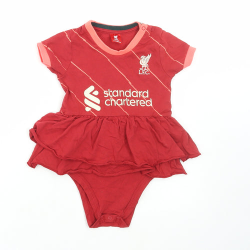 Liverpool FC Girls Red Cotton Bodysuit Outfit/Set Size 12-18 Months Snap - Leeds United
