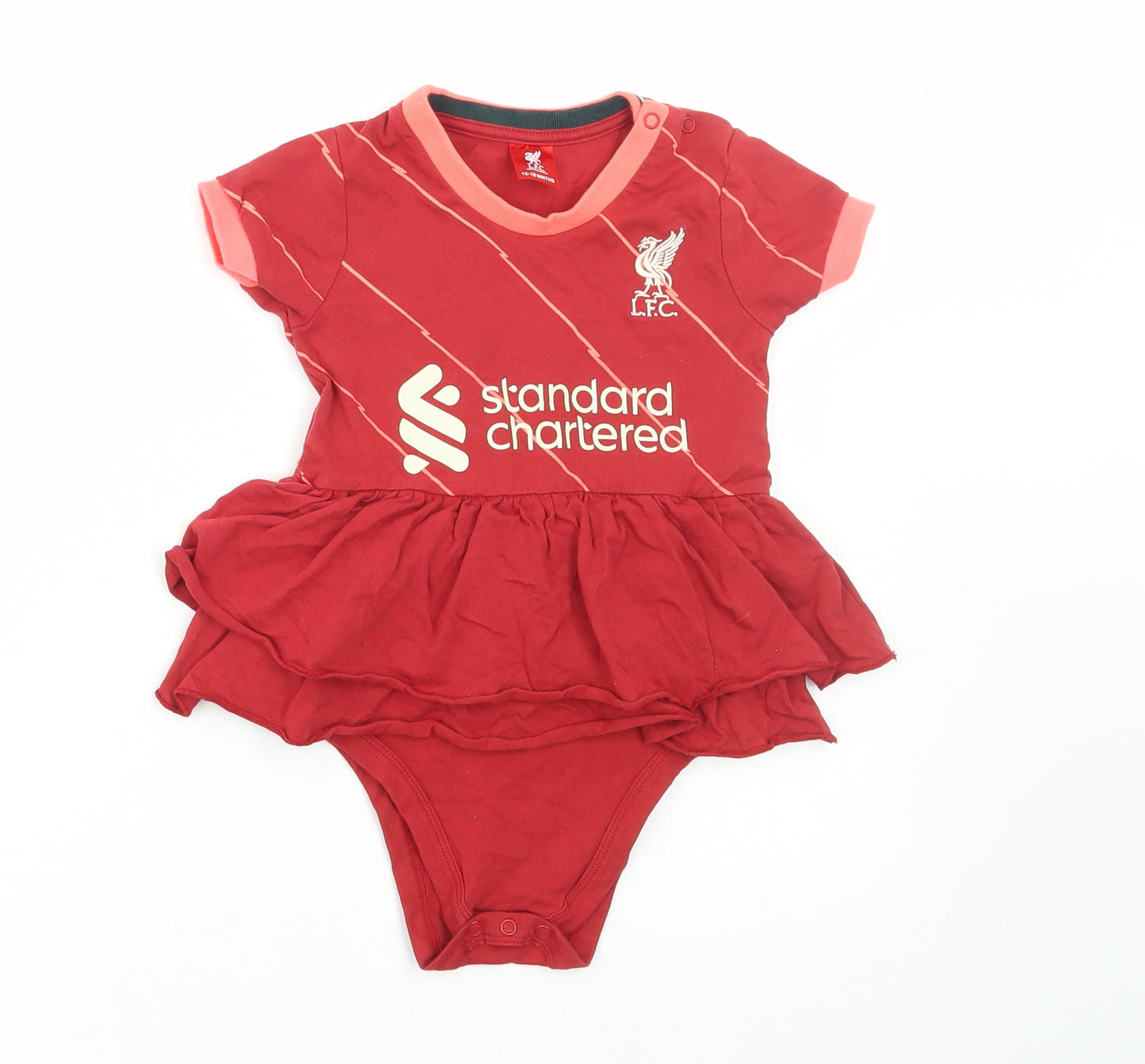 Liverpool FC Girls Red Cotton Bodysuit Outfit/Set Size 12-18 Months Snap - Leeds United