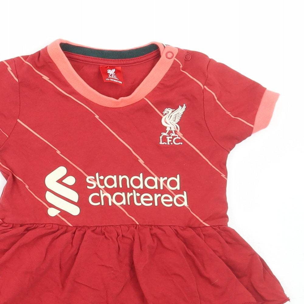 Liverpool FC Girls Red Cotton Bodysuit Outfit/Set Size 12-18 Months Snap - Leeds United