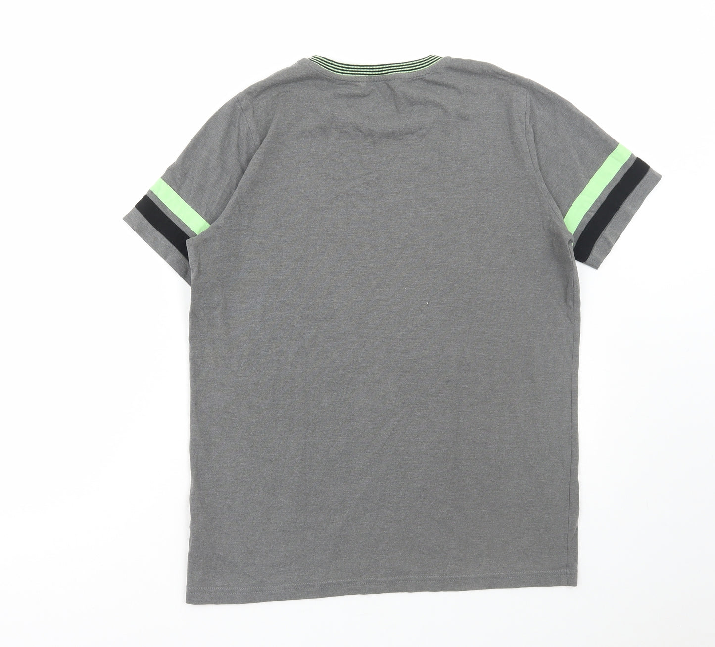 Marks and Spencer Boys Grey Cotton Basic T-Shirt Size 13-14 Years Round Neck Pullover - Game Over