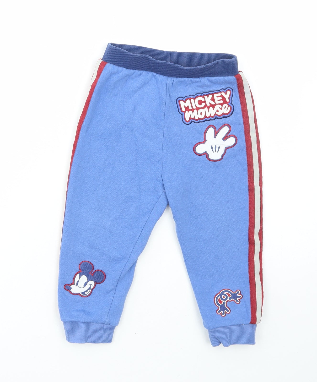 Disney Boys Blue Cotton Jogger Trousers Size 18-24 Months Pullover - Mickey Mouse