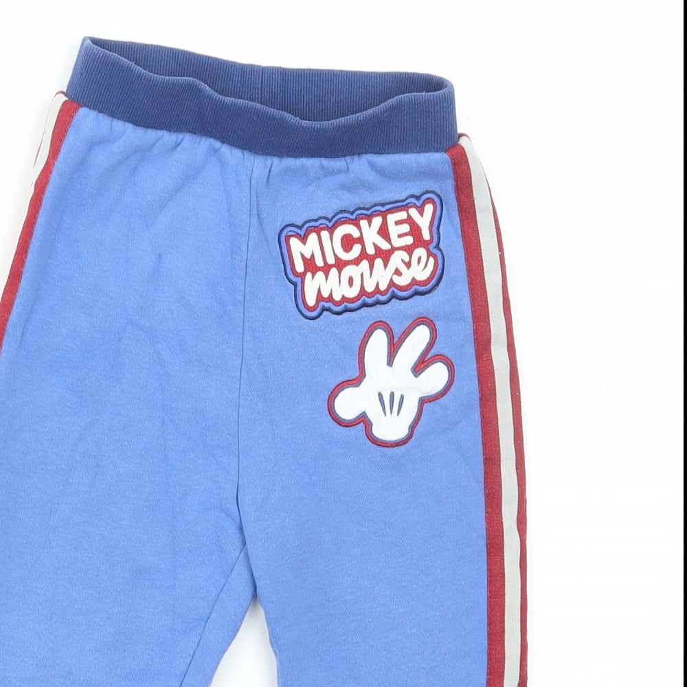 Disney Boys Blue Cotton Jogger Trousers Size 18-24 Months Pullover - Mickey Mouse