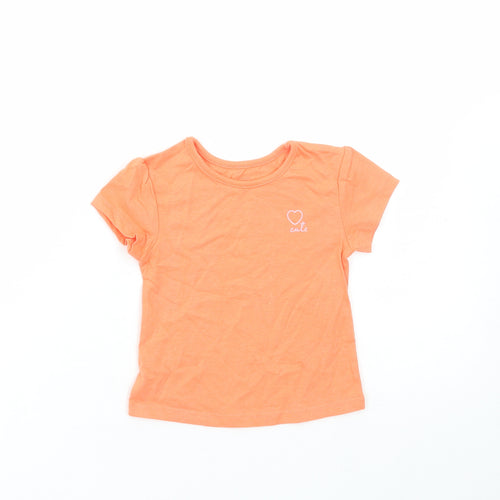 Studio Girls Orange Cotton Basic T-Shirt Size 6-9 Months Round Neck Pullover - Cute