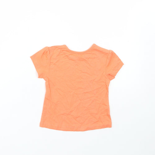 Studio Girls Orange Cotton Basic T-Shirt Size 6-9 Months Round Neck Pullover - Cute