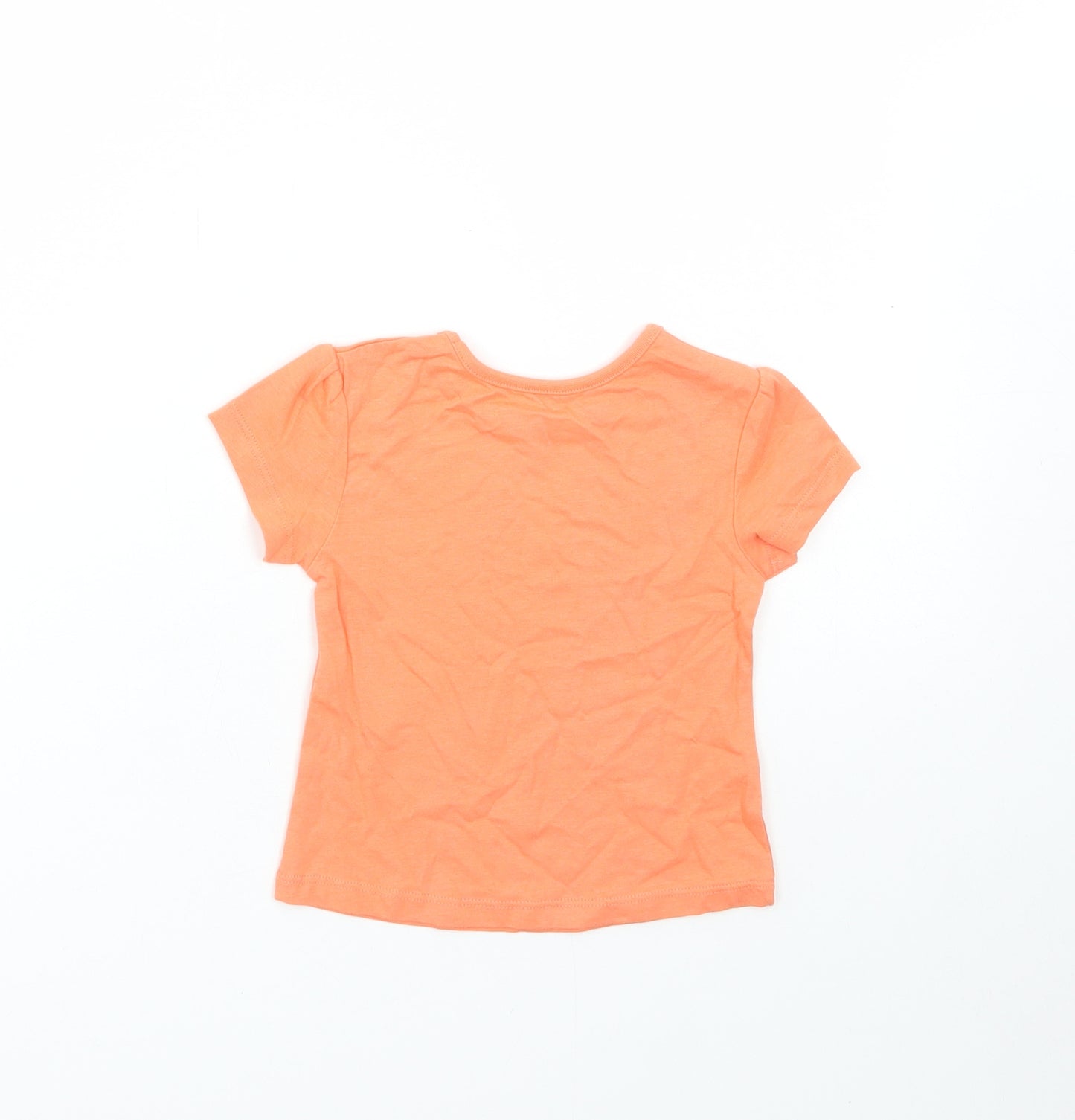 Studio Girls Orange Cotton Basic T-Shirt Size 6-9 Months Round Neck Pullover - Cute