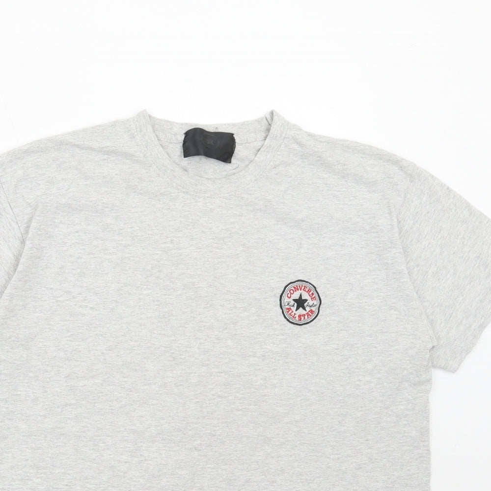 Converse Mens Grey Polyester T-Shirt Size M Round Neck