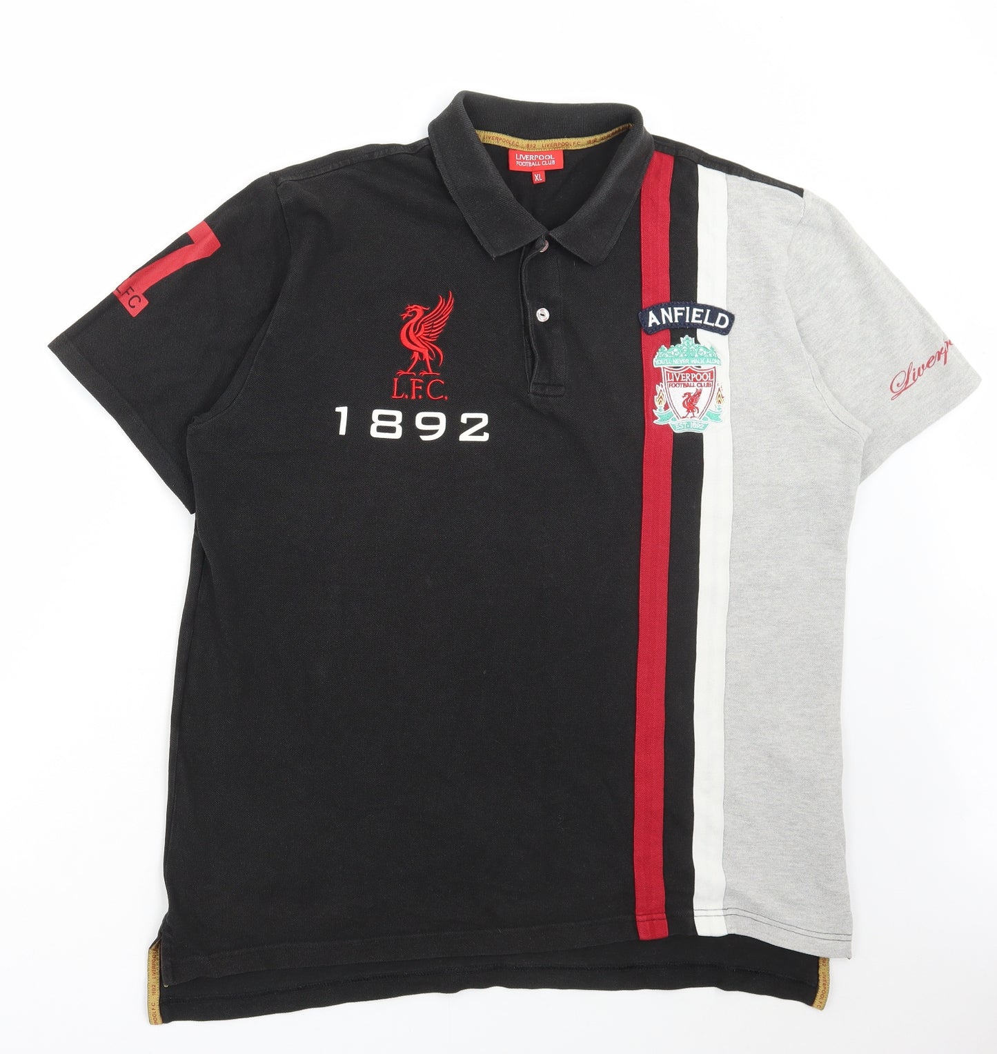Liverpool FC Mens Black Cotton Polo Size XL Collared Button - liverpool football club