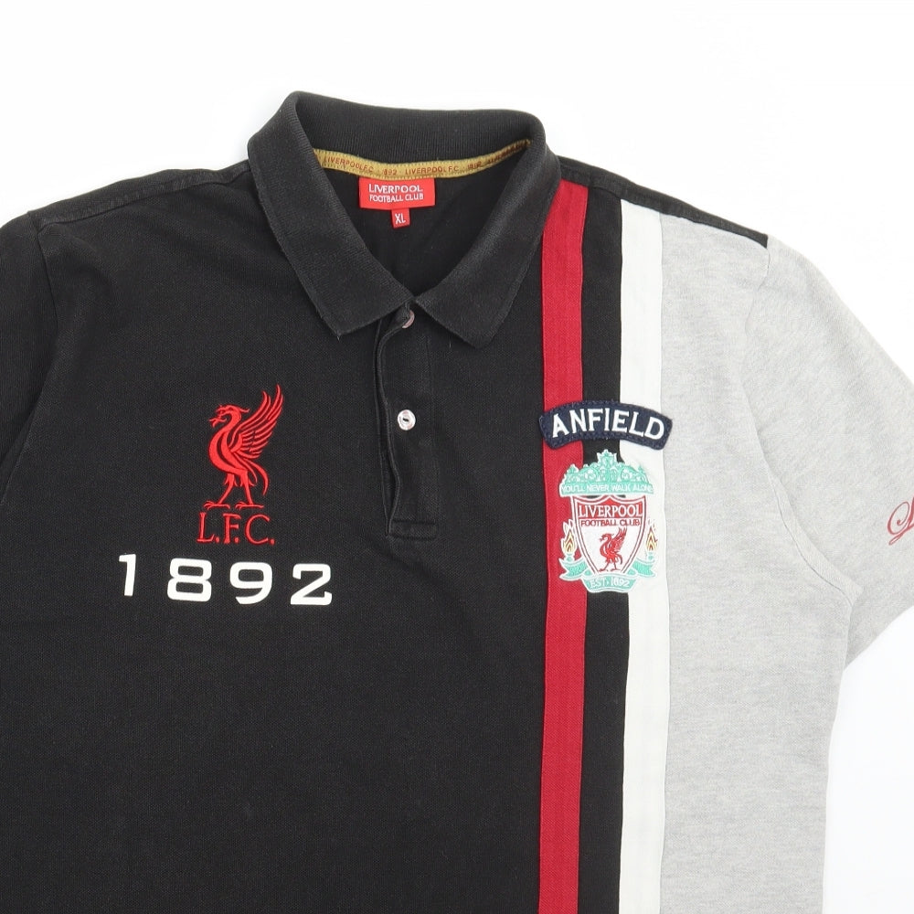 Liverpool FC Mens Black Cotton Polo Size XL Collared Button - liverpool football club