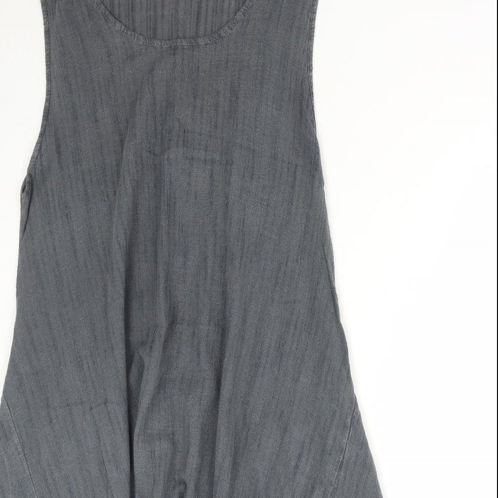 Jiverso Womens Grey Linen Trapeze & Swing Size L Round Neck Pullover