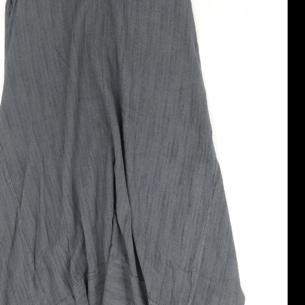 Jiverso Womens Grey Linen Trapeze & Swing Size L Round Neck Pullover