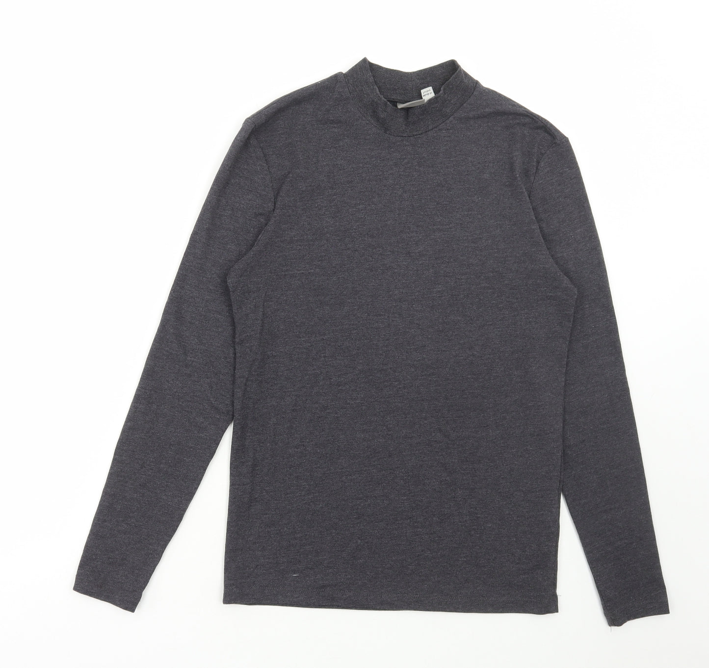 ASOS Mens Grey Cotton T-Shirt Size M High Neck