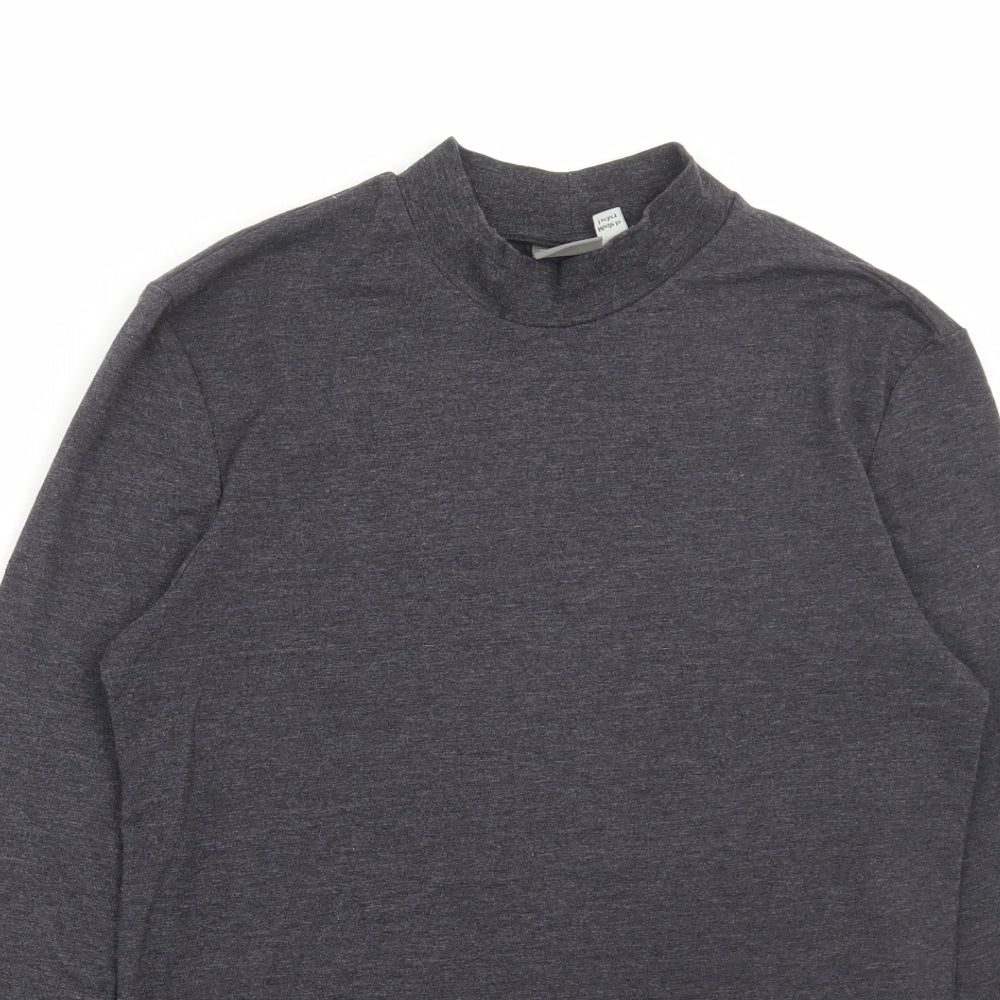 ASOS Mens Grey Cotton T-Shirt Size M High Neck