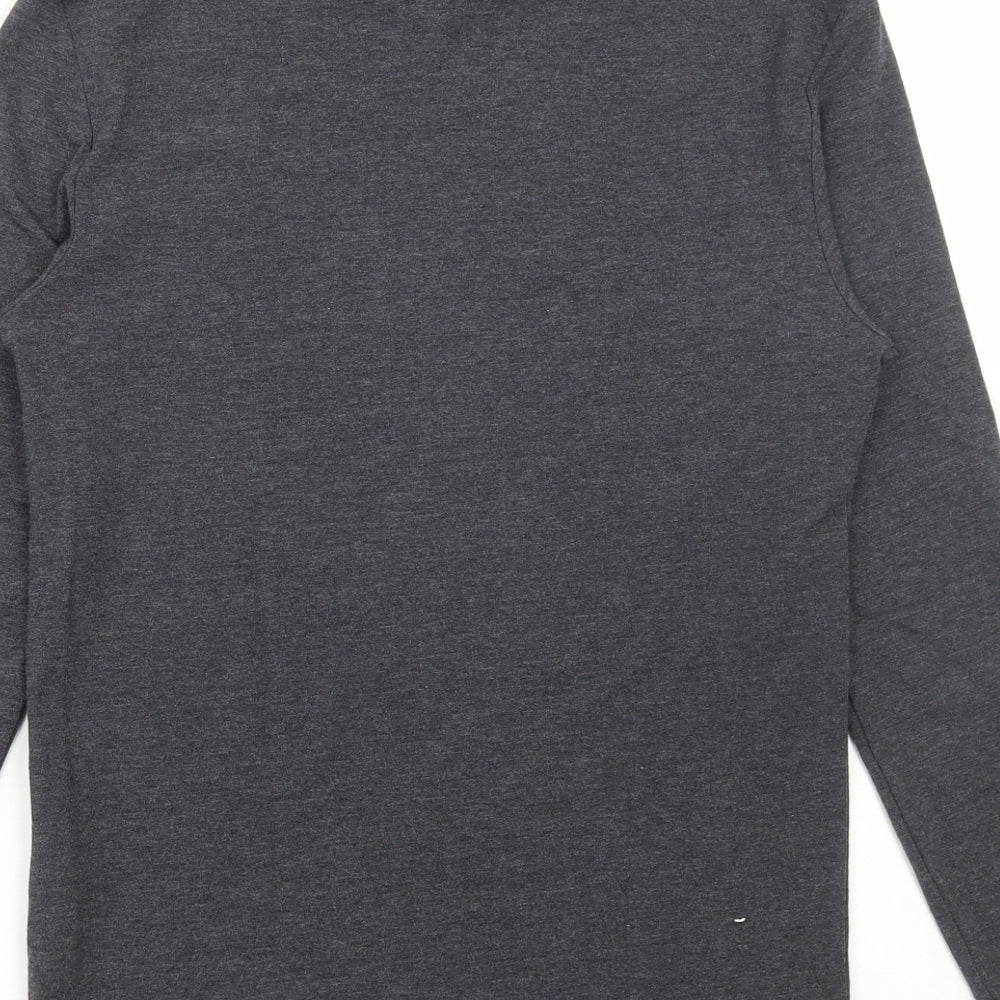 ASOS Mens Grey Cotton T-Shirt Size M High Neck