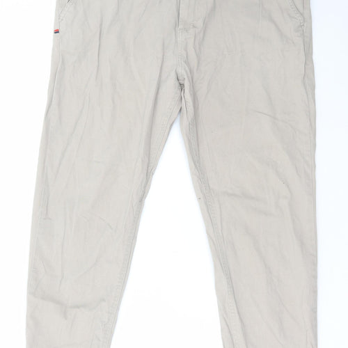 Kangol Mens Beige Cotton Chino Trousers Size 36 in L32 in Regular Zip