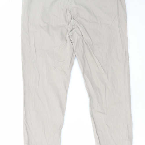 Kangol Mens Beige Cotton Chino Trousers Size 36 in L32 in Regular Zip