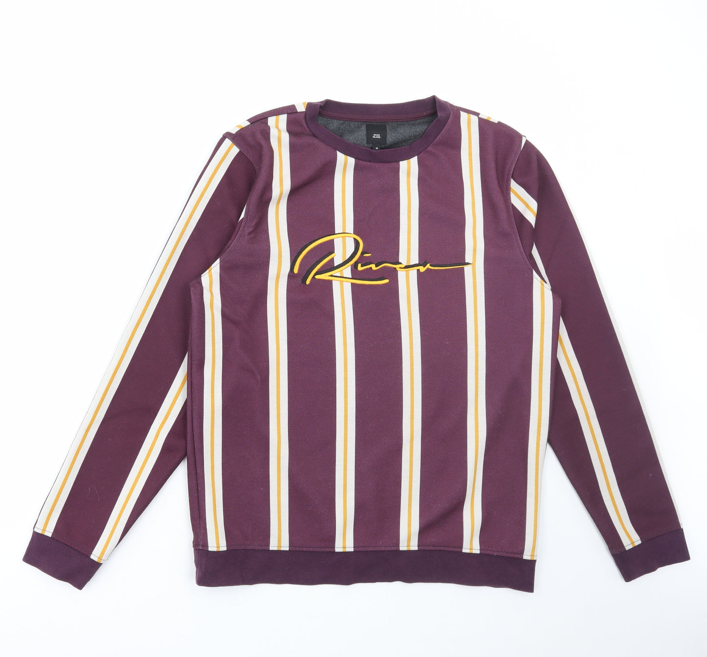 River Island Mens Red Striped Polyester Pullover Sweatshirt Size M